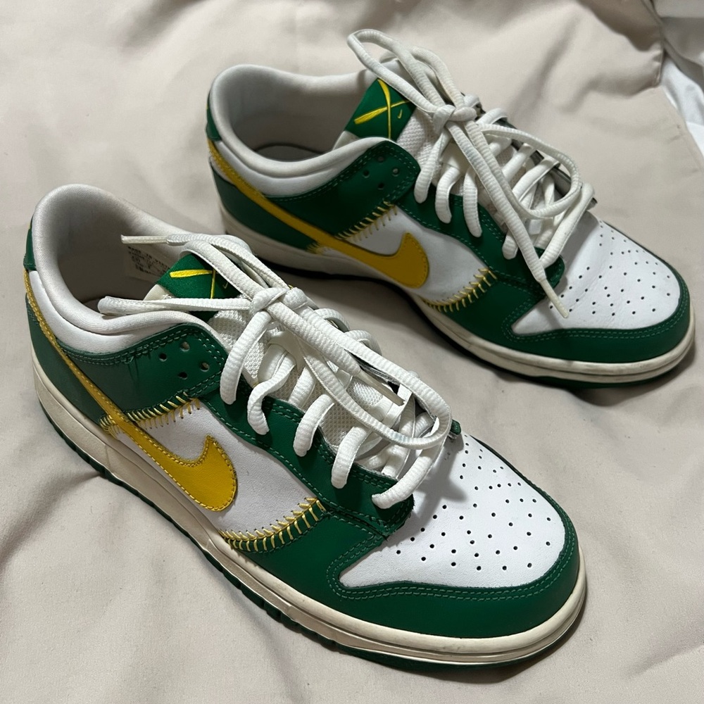 Nike Dunk Low GS White and Pine Green Sneakers